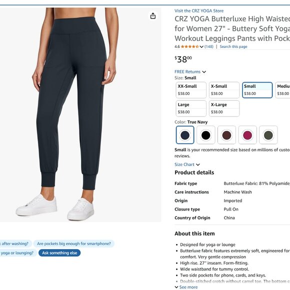 CRZ YOGA Butterluxe High Waisted Joggers for Women 27", size small - Picture 1 of 6